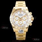 ARF 904L Rolex Cosmograph Daytona Swiss 4130 Watches - Yellow Gold Case,White Dial
